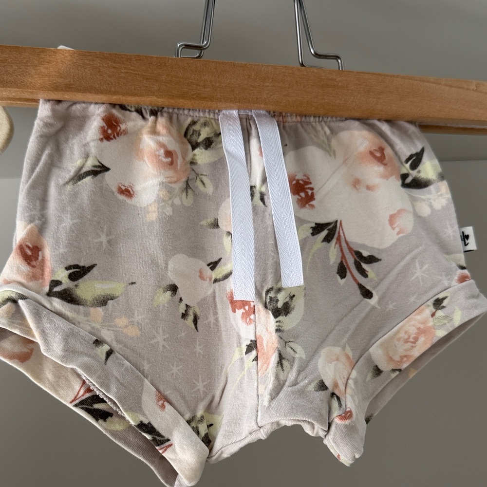 Jax + Lennon Floral Tank & Shorts Set - Soft Beige with Blush Roses - Picture 2 of 5